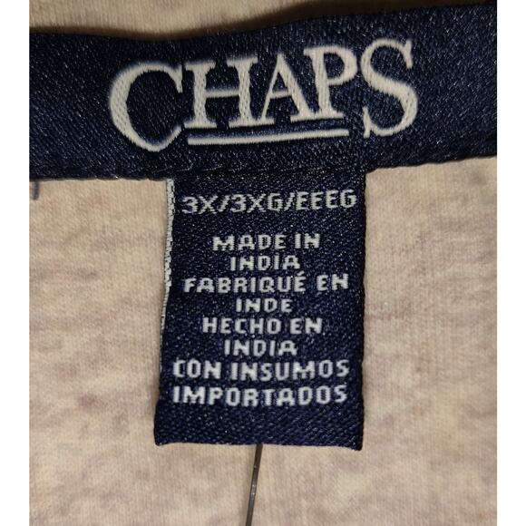 Chaps Womens Beige Top PLUS Sz 3X Lightweight Wide Ribbing Pockets River NWT - Picture 6 of 15